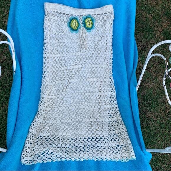 VINTAGE 90s COTTON CROCHET CONVERTIBLE DRESS OR SKIRT MADE IN FRANCE - Picture 3 of 13